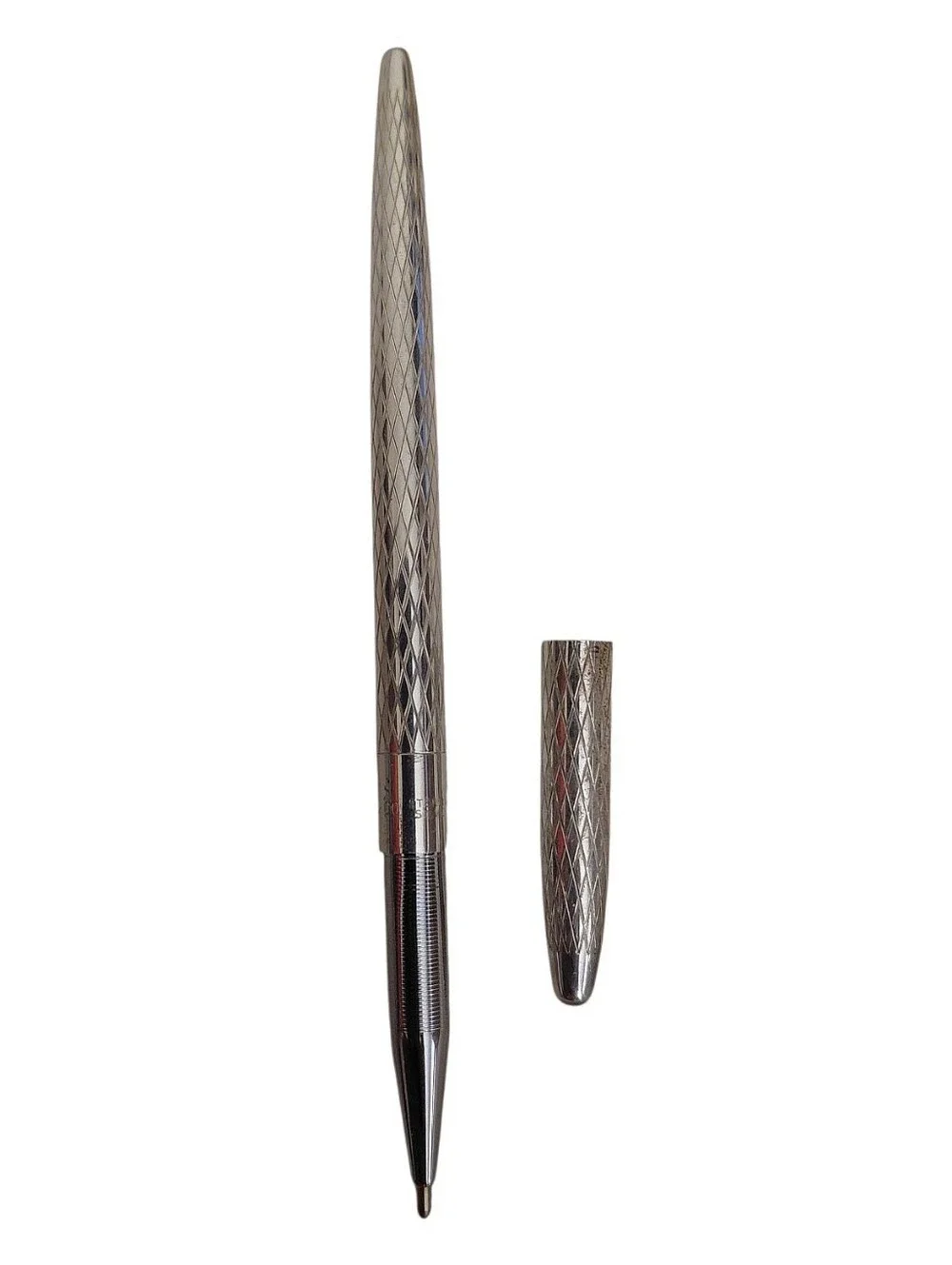 Tiffany & Co. Vintage Sterling Silver Crosshatch / Diamond Design Pen Set